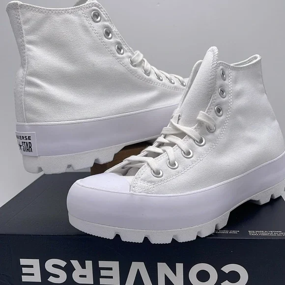 Converse WMNS CTAS LUGGED HI WHITE/BLACK/WHITE 565902C Platforms Sneakers - Picture 11 of 16